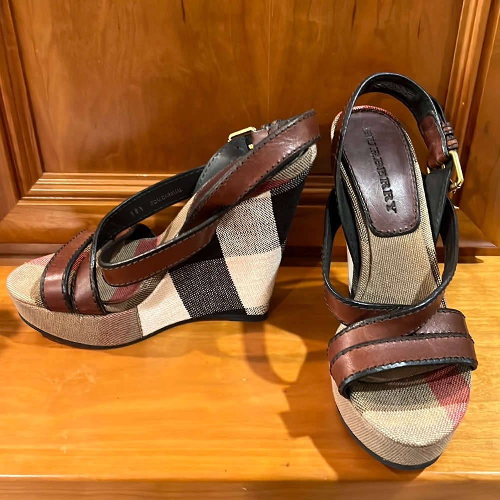 Burberry wedge sandals, size 38.5